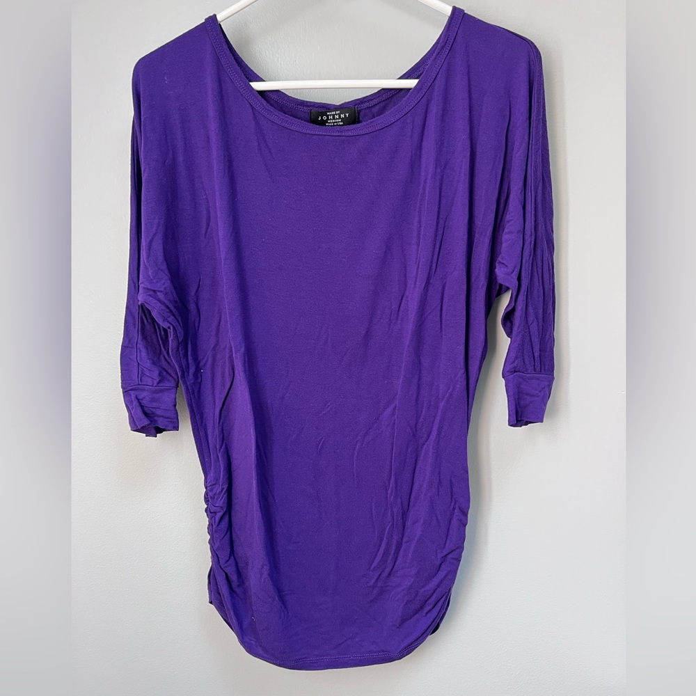 Purple 3/4 sleeve maternity top